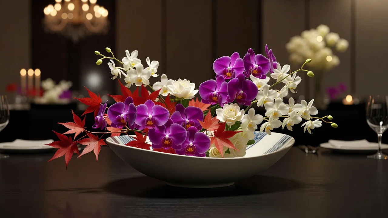 エレガントなウェディングテーブルの装花