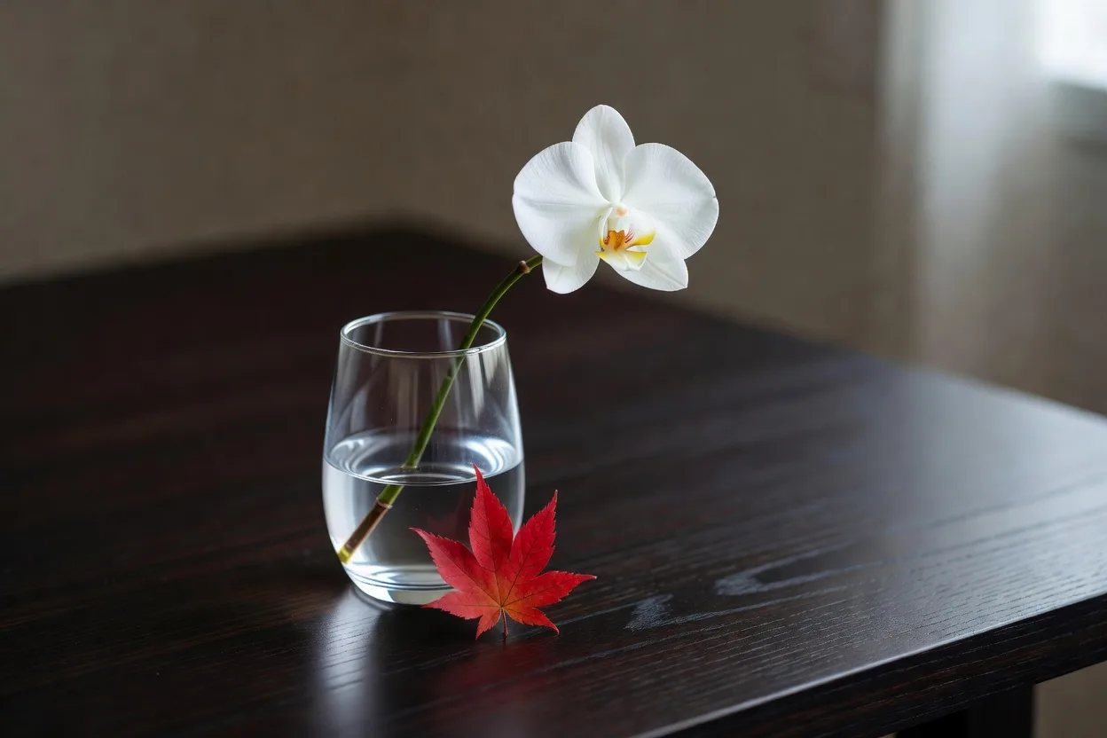 木の器に一輪の白蘭